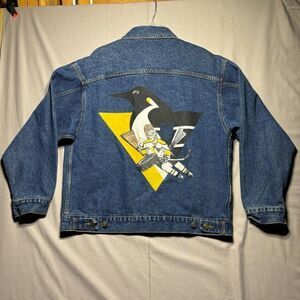 Vintage 90’s Mario Lemieux‎ Denim Jean Jacket Men’s XL